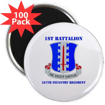 1B187IR - M01 - 01 - DUI - 1st Bn - 187th Infantry Regiment with Text 2.25" Magnet (100 pack) - Click Image to Close