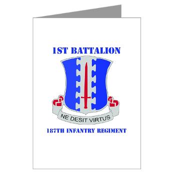 1B187IR - M01 - 02 - DUI - 1st Bn - 187th Infantry Regiment with Text Greeting Cards (Pk of 10)