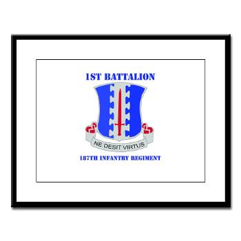1B187IR - M01 - 02 - DUI - 1st Bn - 187th Infantry Regiment with Text Large Framed Print