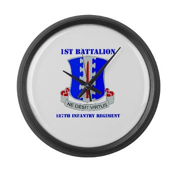 1B187IR - M01 - 03 - DUI - 1st Bn - 187th Infantry Regiment with Text Large Wall Clock - Click Image to Close