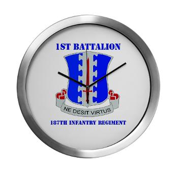 1B187IR - M01 - 03 - DUI - 1st Bn - 187th Infantry Regiment with Text Modern Wall Clock