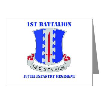 1B187IR - M01 - 02 - DUI - 1st Bn - 187th Infantry Regiment with Text Note Cards (Pk of 20)