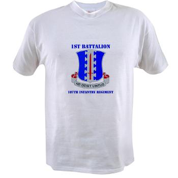 1B187IR - A01 - 04 - DUI - 1st Bn - 187th Infantry Regiment with Text Value T-Shirt