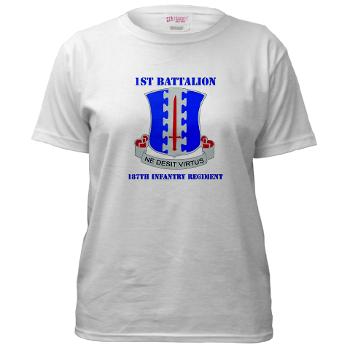 1B187IR - A01 - 04 - DUI - 1st Bn - 187th Infantry Regiment with Text Women's T-Shirt