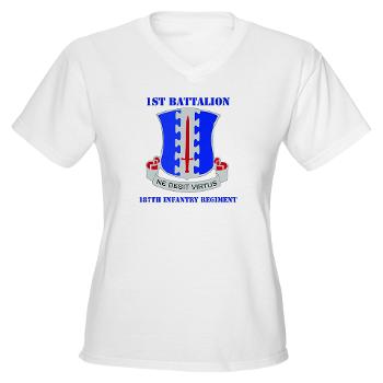1B187IR - A01 - 04 - DUI - 1st Bn - 187th Infantry Regiment with Text Women's V-Neck T-Shirt
