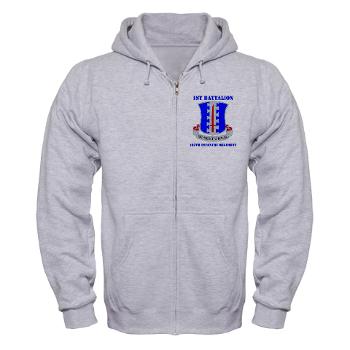 1B187IR - A01 - 03 - DUI - 1st Bn - 187th Infantry Regiment with Text Zip Hoodie
