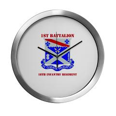 1B18IR - M01 - 03 - DUI - 1st Bn - 18th Infantry Regt with Text - Modern Wall Clock