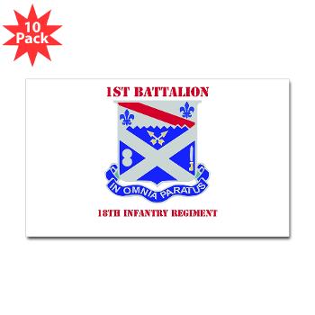 1B18IR - M01 - 01 - DUI - 1st Bn - 18th Infantry Regt with Text - Sticker (Rectangle 10 pk) - Click Image to Close