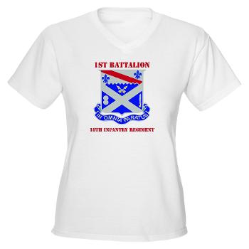 1B18IR - A01 - 04 - DUI - 1st Bn - 18th Infantry Regt with Text - Women's V-Neck T-Shirt
