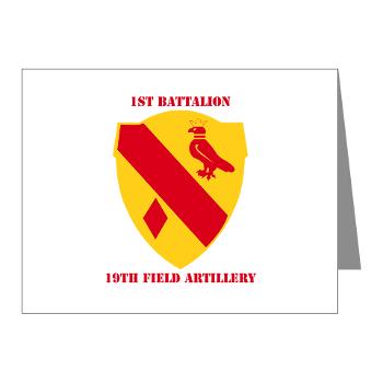 1B19FA - M01 - 02 - DUI - 1st Battalion, 19th Field Artillery with Text - Note Cards (Pk of 20)