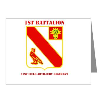 1B21FAR - M01 - 02 - DUI - 1st Bn - 21st Field Artillery Regiment with Text Note Cards (Pk of 20)