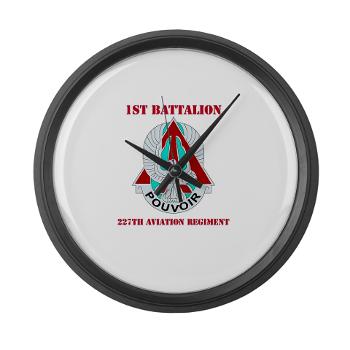 1B227AR - M01 - 03 - DUI - 1st Bn - 227th Aviation Regt with Text - Large Wall Clock