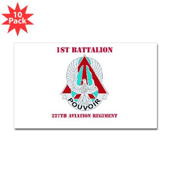 1B227AR - M01 - 01 - DUI - 1st Bn - 227th Aviation Regt with Text - Sticker (Rectangle 10 pk) - Click Image to Close