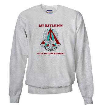1B227AR - A01 - 03 - DUI - 1st Bn - 227th Aviation Regt with Text - Sweatshirt - Click Image to Close
