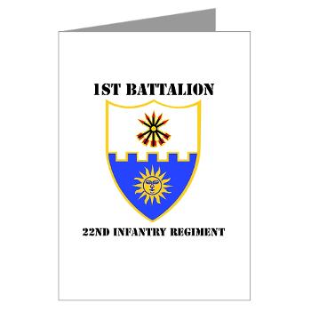 1B22IR - M01 - 02 - DUI - 1st Bn - 22nd Infantry Regt with Text - Greeting Cards (Pk of 20)