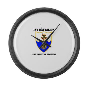 1B22IR - M01 - 03 - DUI - 1st Bn - 22nd Infantry Regt with Text - Large Wall Clock - Click Image to Close
