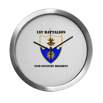 1B22IR - M01 - 03 - DUI - 1st Bn - 22nd Infantry Regt with Text - Modern Wall Clock