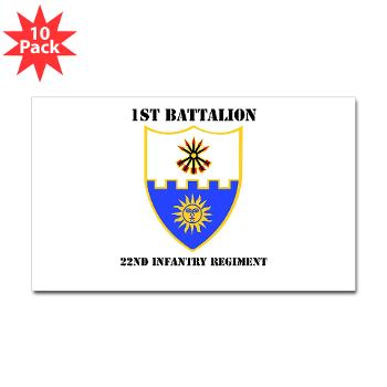 1B22IR - M01 - 01 - DUI - 1st Bn - 22nd Infantry Regt with Text - Sticker (Rectangle 10 pk) - Click Image to Close