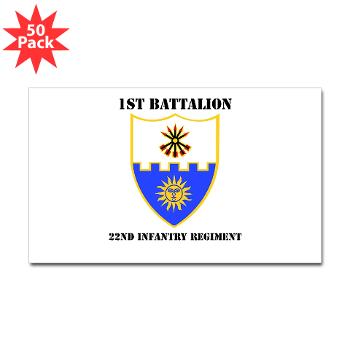 1B22IR - M01 - 01 - DUI - 1st Bn - 22nd Infantry Regt with Text - Sticker (Rectangle 50 pk) - Click Image to Close