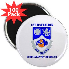 1B23IR - M01 - 01 - DUI - 1st Bn - 23rd Infantry Regt with Text 2.25" Magnet (100 pack)