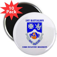 1B23IR - M01 - 01 - DUI - 1st Bn - 23rd Infantry Regt with Text 2.25" Magnet (10 pack)