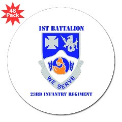 1B23IR - M01 - 01 - DUI - 1st Bn - 23rd Infantry Regt with Text 3" Lapel Sticker (48 pk)