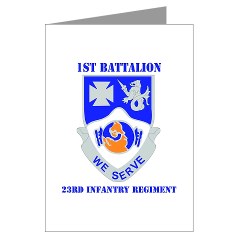 1B23IR - M01 - 02 - DUI - 1st Bn - 23rd Infantry Regt with Text Greeting Cards (Pk of 10) - Click Image to Close
