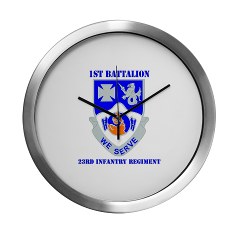 1B23IR - M01 - 03 - DUI - 1st Bn - 23rd Infantry Regt with Text Modern Wall Clock - Click Image to Close