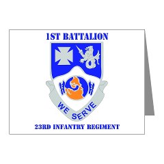 1B23IR - M01 - 02 - DUI - 1st Bn - 23rd Infantry Regt with Text Note Cards (Pk of 20)