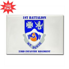 1B23IR - M01 - 01 - DUI - 1st Bn - 23rd Infantry Regt with Text Rectangle Magnet (100 pack)