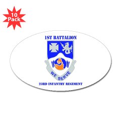 1B23IR - M01 - 01 - DUI - 1st Bn - 23rd Infantry Regt with Text Sticker (Oval 10 pk)