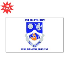 1B23IR - M01 - 01 - DUI - 1st Bn - 23rd Infantry Regt with Text Sticker (Rectangle 10 pk) - Click Image to Close