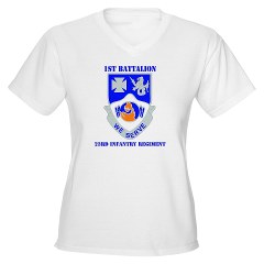 1B23IR - A01 - 04 - DUI - 1st Bn - 23rd Infantry Regt with Text Women's V-Neck T-Shirt
