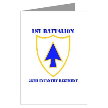 1B26IR - M01 - 02 - DUI - 1st Bn - 26th Infantry Regt with Text - Greeting Cards (Pk of 10) - Click Image to Close