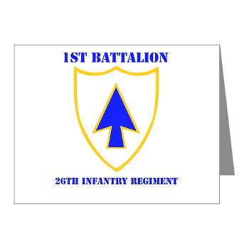 1B26IR - M01 - 02 - DUI - 1st Bn - 26th Infantry Regt with Text - Note Cards (Pk of 20) - Click Image to Close