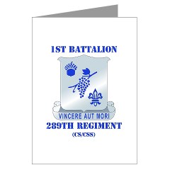 1B289R - M01 - 02 - DUI - 1st Battalion - 289th Regiment (CS/CSS) with Text Greeting Cards (Pk of 10) - Click Image to Close