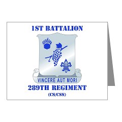 1B289R - M01 - 02 - DUI - 1st Battalion - 289th Regiment (CS/CSS) with Text Note Cards (Pk of 20) - Click Image to Close