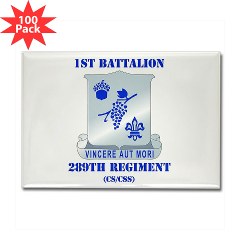 1B289R - M01 - 01 - DUI - 1st Battalion - 289th Regiment (CS/CSS) with Text Rectangle Magnet (100 pack)