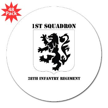 1B28IR - M01 - 01 - DUI - 1st Bn - 28th Infantry Regiment with Text 3" Lapel Sticker (48 pk) - Click Image to Close