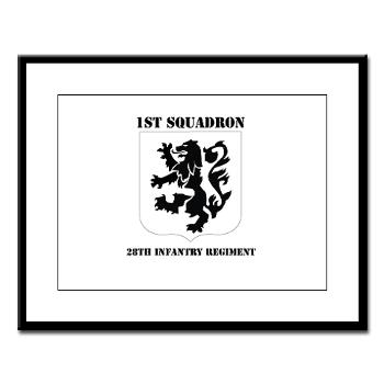 1B28IR - M01 - 02 - DUI - 1st Bn - 28th Infantry Regiment with Text Large Framed Print - Click Image to Close