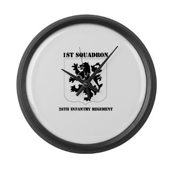 1B28IR - M01 - 03 - DUI - 1st Bn - 28th Infantry Regiment with Text Large Wall Clock
