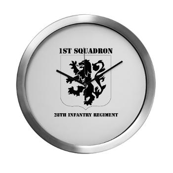 1B28IR - M01 - 03 - DUI - 1st Bn - 28th Infantry Regiment with Text Modern Wall Clock