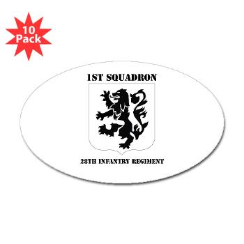 1B28IR - M01 - 01 - DUI - 1st Bn - 28th Infantry Regiment with Text Sticker (Oval 10 pk) - Click Image to Close