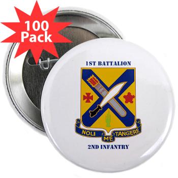 1B2I - M01 - 01 - DUI - 1st Battalion, 2nd Infantry with Text - 2.25" Button (100 pack)