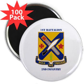 1B2I - M01 - 01 - DUI - 1st Battalion, 2nd Infantry with Text - 2.25" Magnet (100 pack)