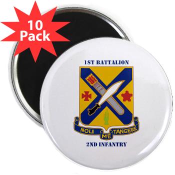 1B2I - M01 - 01 - DUI - 1st Battalion, 2nd Infantry with Text - 2.25" Magnet (10 pack)