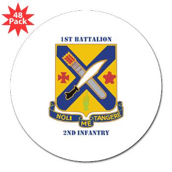 1B2I - M01 - 01 - DUI - 1st Battalion, 2nd Infantry with Text - 3" Lapel Sticker (48 pk)
