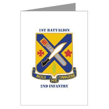 1B2I - M01 - 02 - DUI - 1st Battalion, 2nd Infantry with Text - Greeting Cards (Pk of 10)