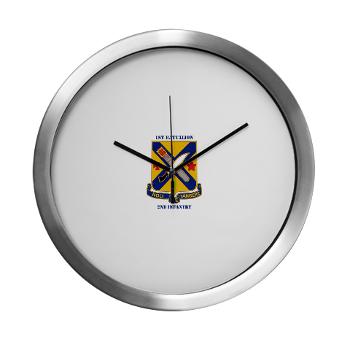 1B2I - M01 - 03 - DUI - 1st Battalion, 2nd Infantry with Text - Modern Wall Clock