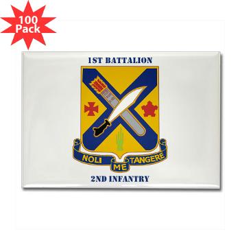 1B2I - M01 - 01 - DUI - 1st Battalion, 2nd Infantry with Text - Rectangle Magnet (100 pack)